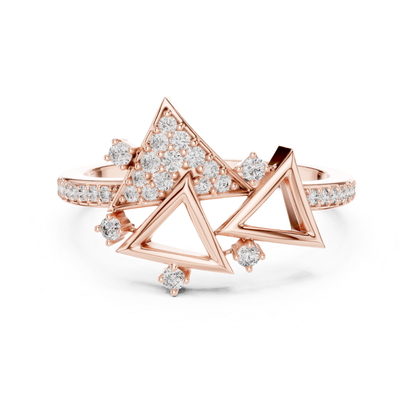 Round Diamond Triangle Open Wrap Ring | Modern Luxury Style