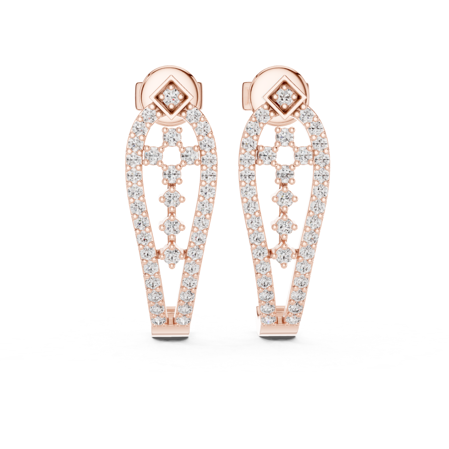 Geometric Diamond Drop Earrings with Openwork Elegance | Modern Luxury