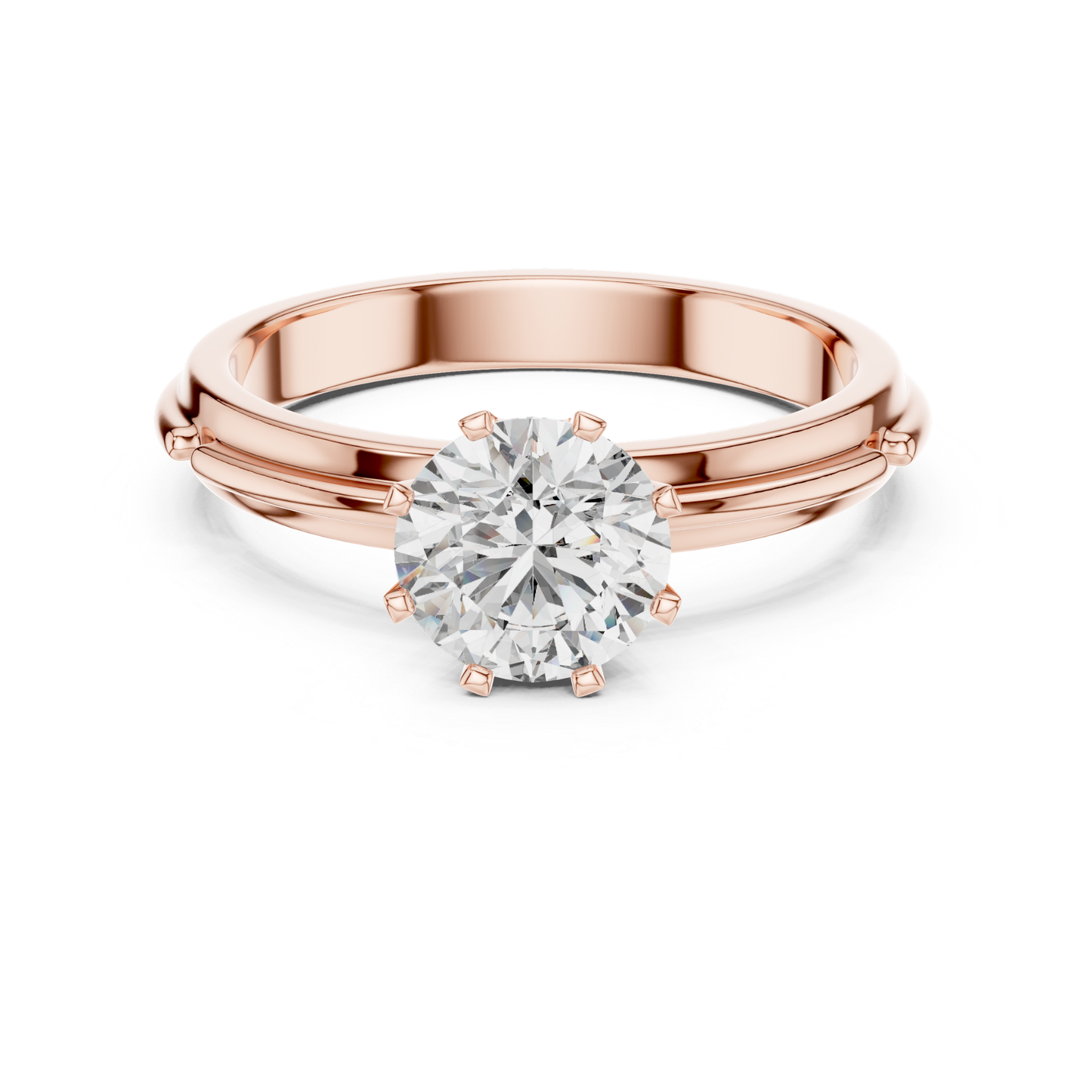Round Diamond Designer Band Ring | 18K Gold Fine Jewelry