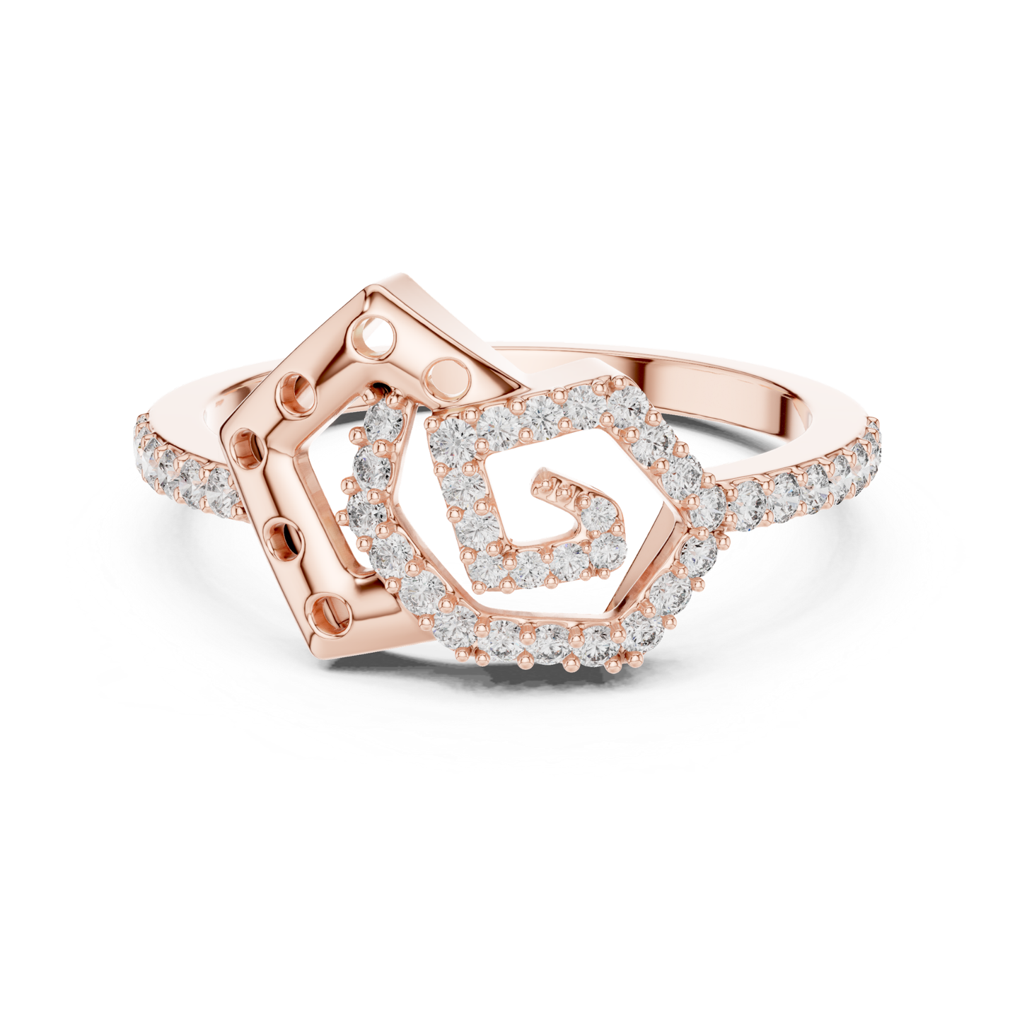 Hexagon Diamond Open Rings | Contemporary Luxury Style