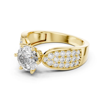Round Cut Diamond Ring with Wide Pave Shoulders | Bold & Brilliant