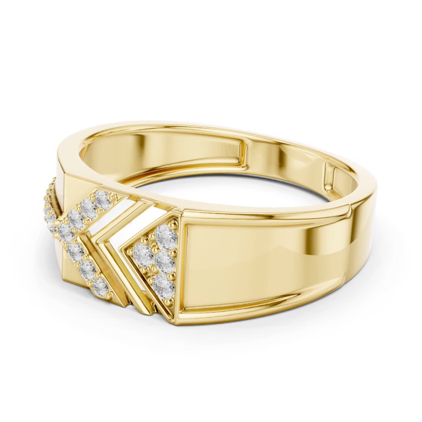 Luxury Round Diamond Chevron Band | Modern Statement Style