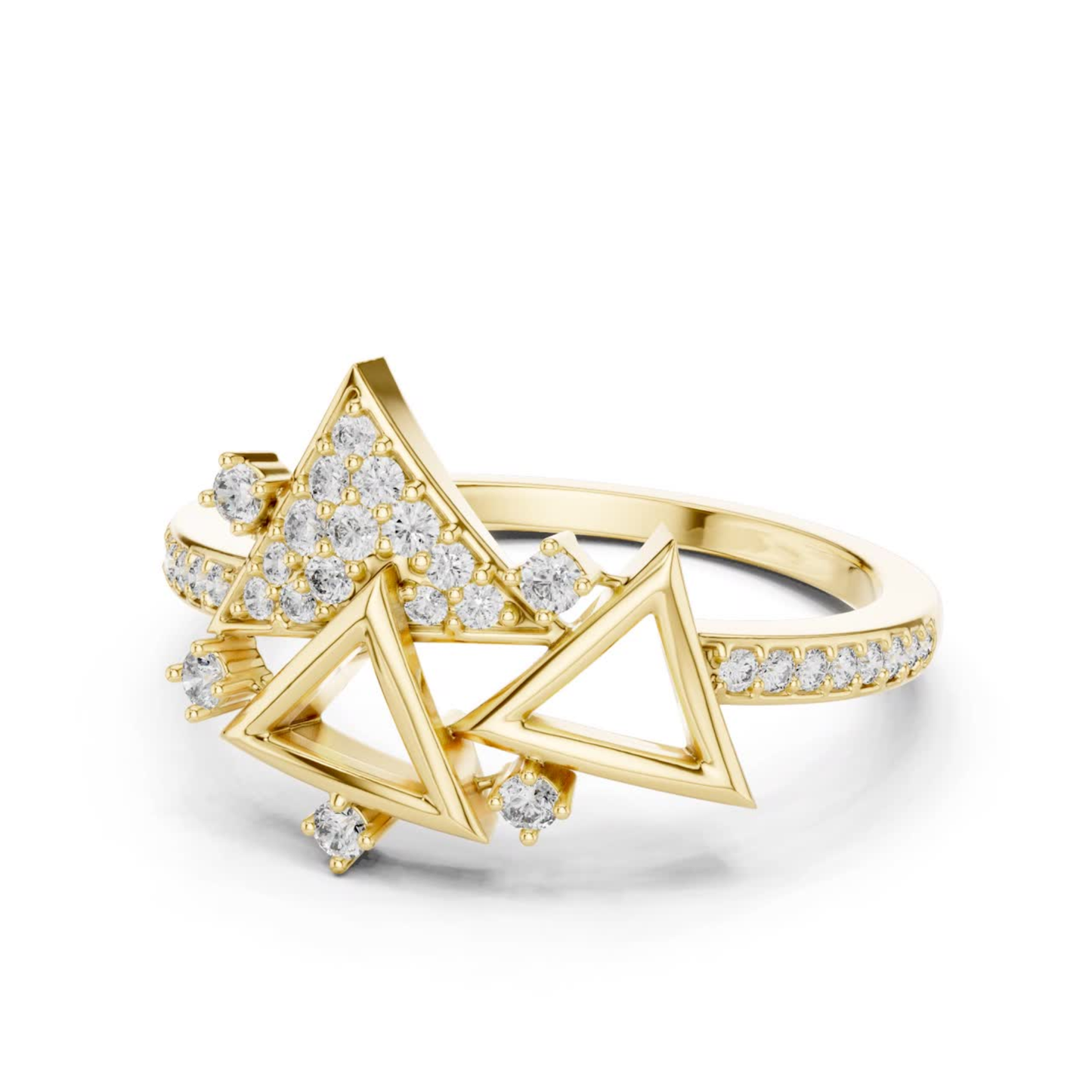 Round Diamond Triangle Open Wrap Ring | Modern Luxury Style