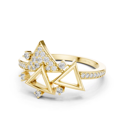 Round Diamond Triangle Open Wrap Ring | Modern Luxury Style