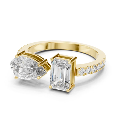 Pear and Emerald Cut Diamond Toi Et Moi Ring | You, Me & Forever