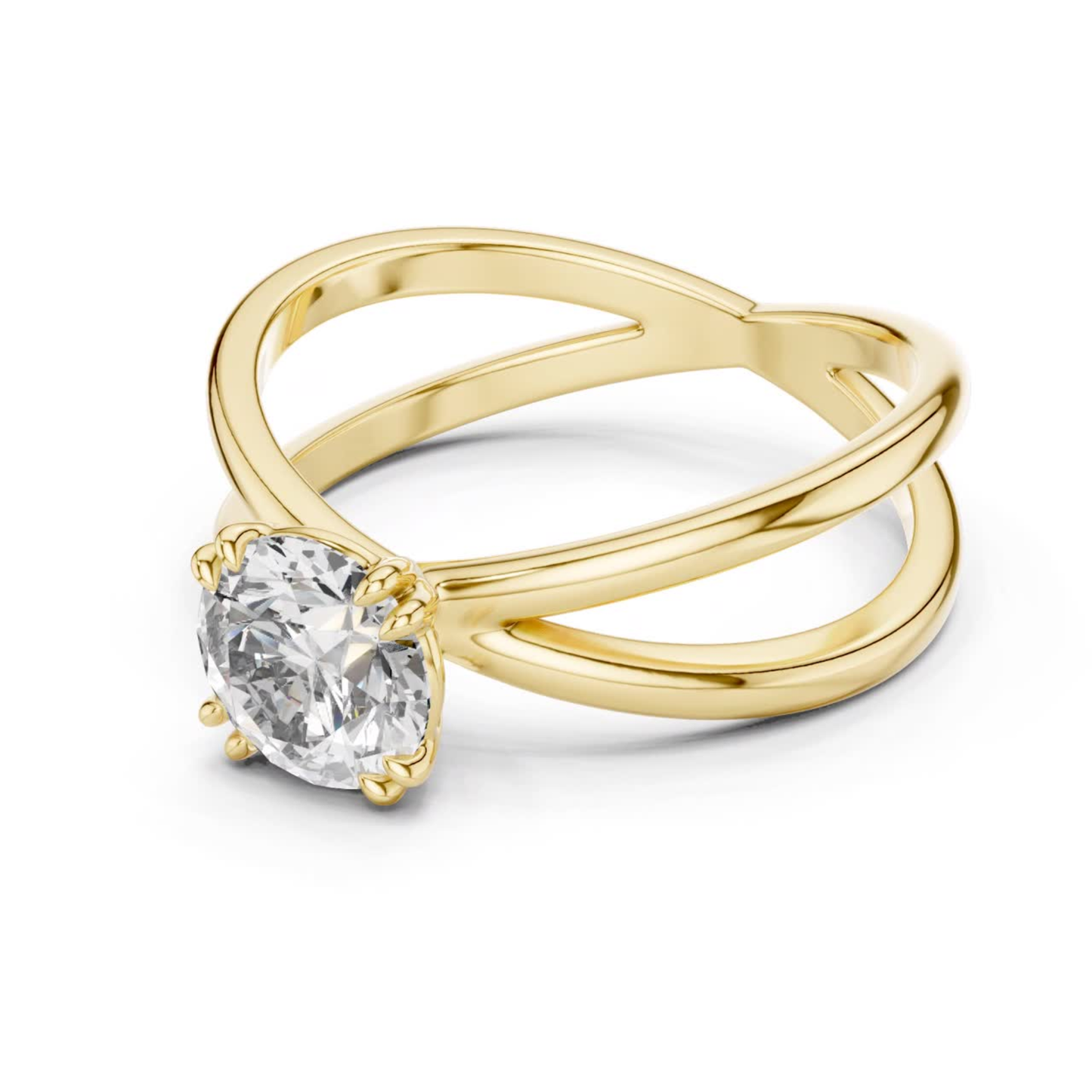 Round Diamond Criss Cross Band Ring | Where Brilliance Intertwines
