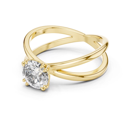 Round Diamond Criss Cross Band Ring | Where Brilliance Intertwines
