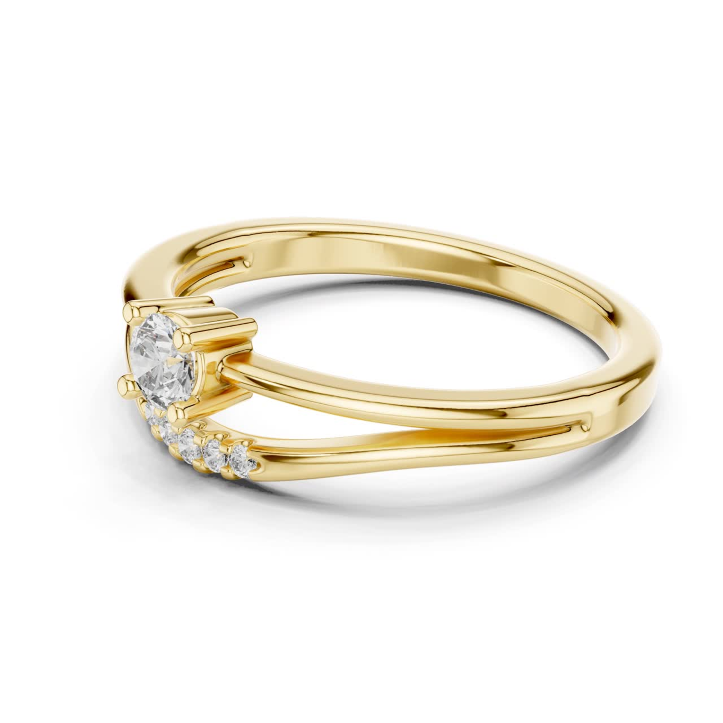 Round Cut Diamond Chevron Ring | Elegant Minimal Luxury Style