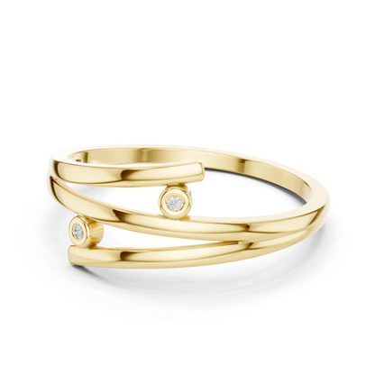 Bezel Diamond Open Wrap Ring | Modern Minimal Luxury Style