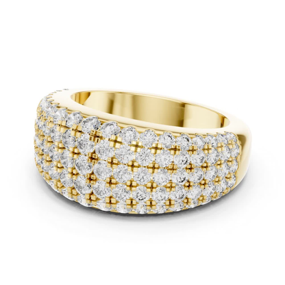 Luxury Multi Row Diamond Ring | Round Brilliant Sparkle
