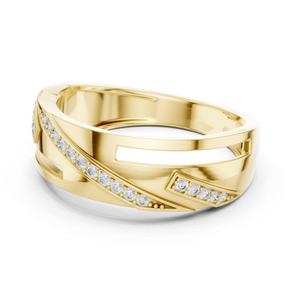 Luxury Geometric Diamond Wedding Band | Modern Wide Style
