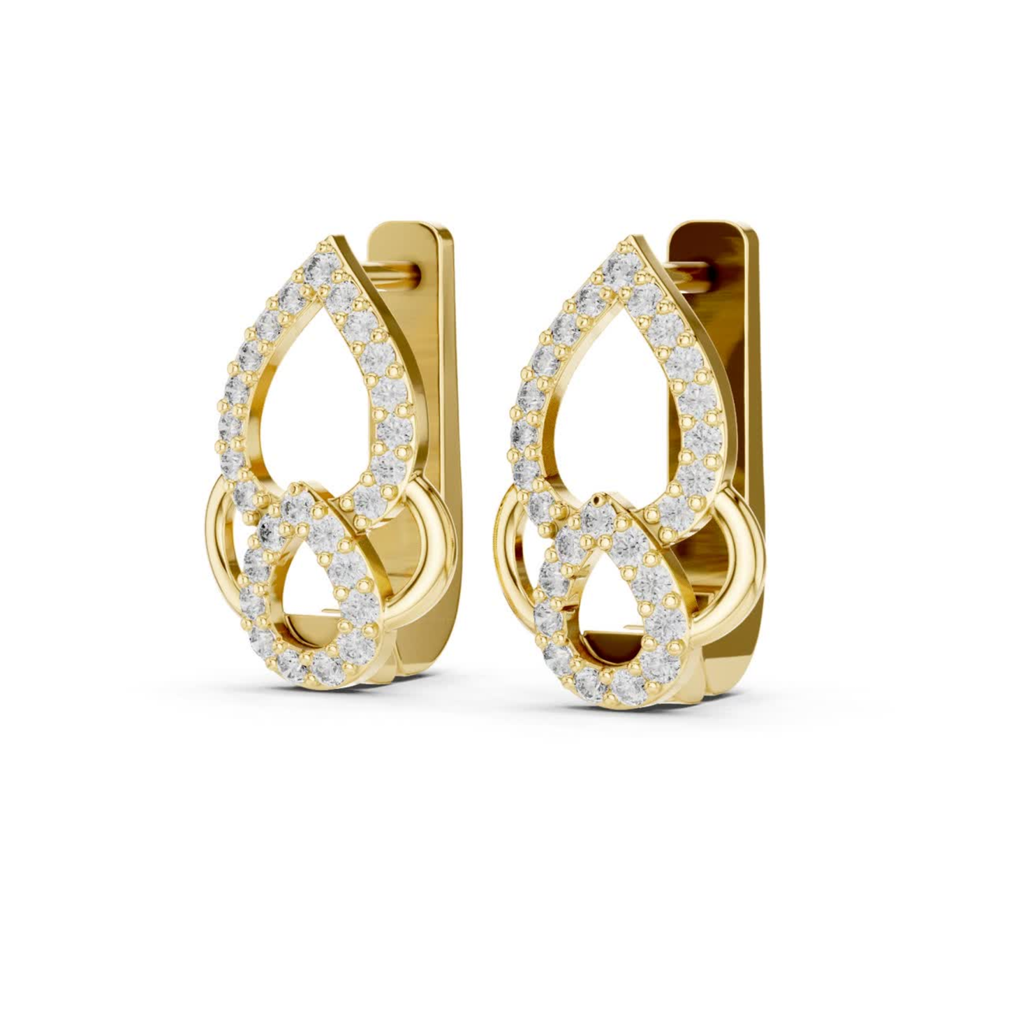 Elegant Diamond Drop Earrings with Teardrop Openwork Luxury
