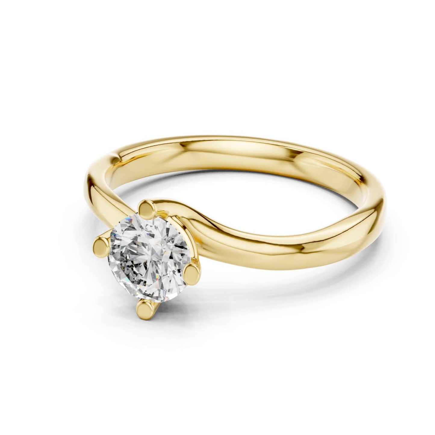 Round Cut Twist Solitaire Diamond Ring | Elegant Modern Style
