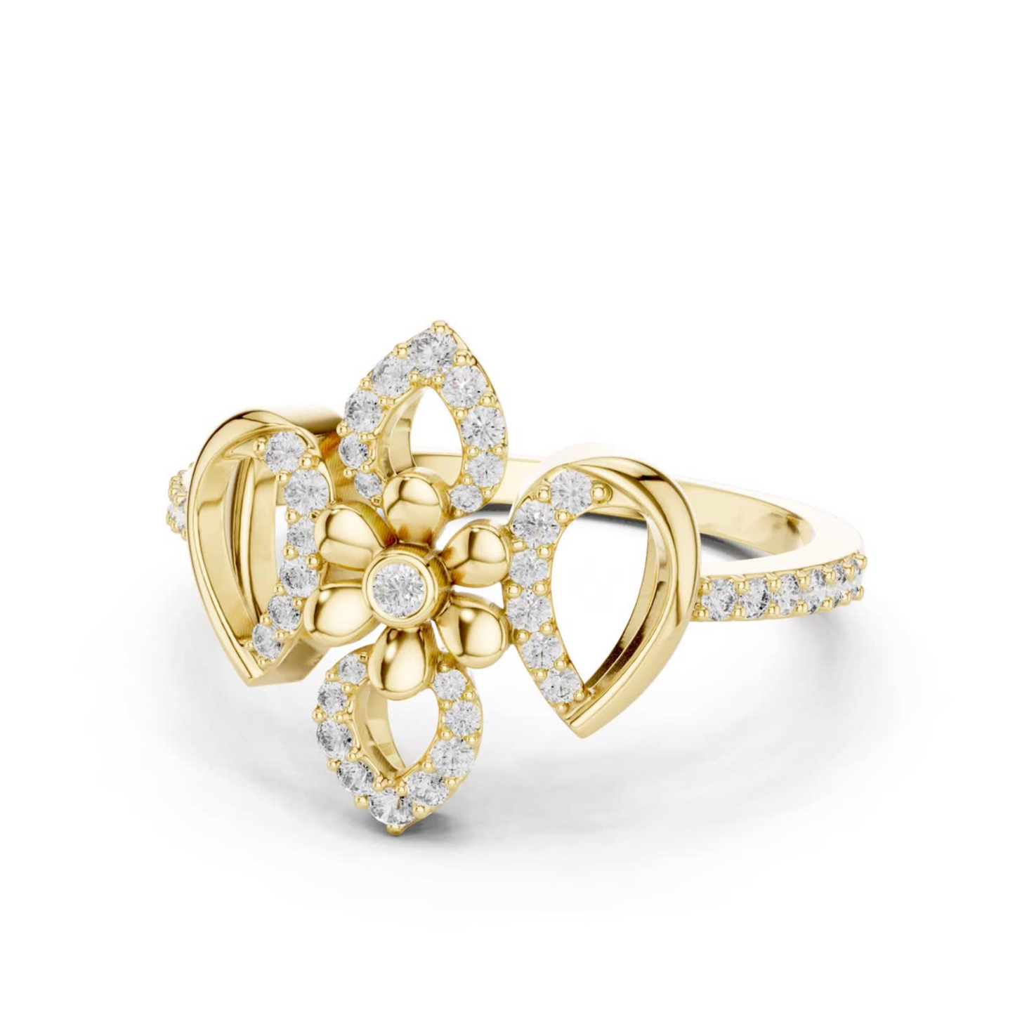 Floral Diamond Open Ring | Elegant Luxury Flower Style
