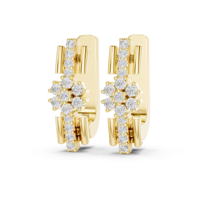 Floral Diamond Hoop Earrings with Round Brilliant Accent | Modern Luxury