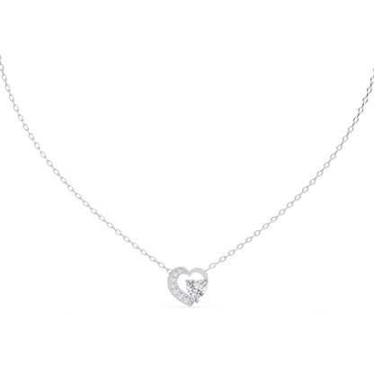 Heart Cut Lab Grown Diamond Double-Heart Pendent with Chain