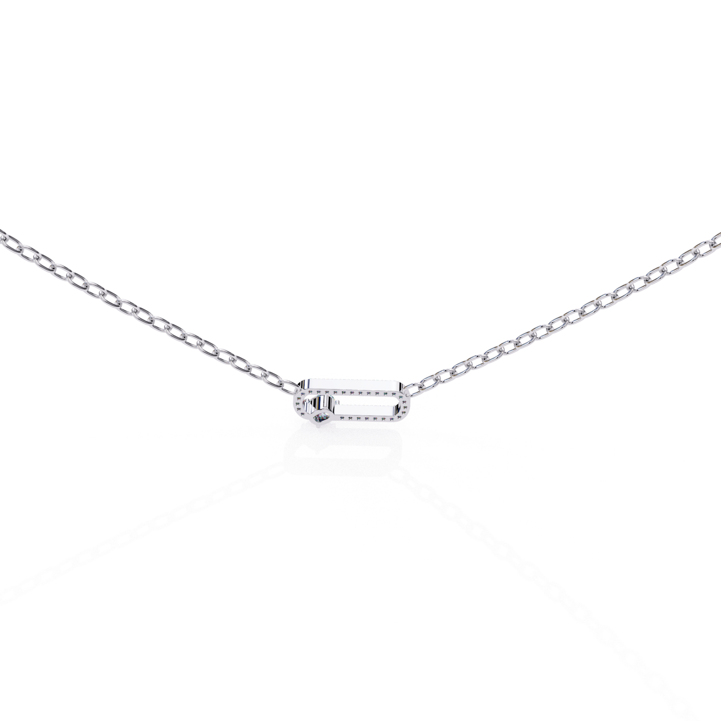 Cushion Cut Lab Grown Diamond Link Pendant With Chain | 18K