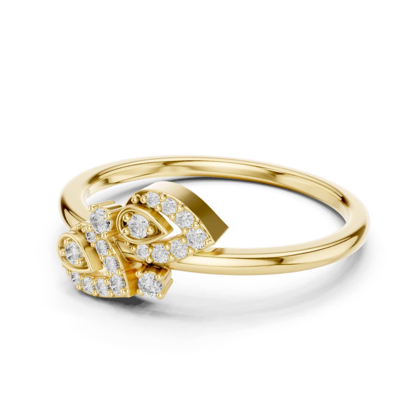 Pear Cut Open Wrap Diamond Rings | Elegant White Gold Style