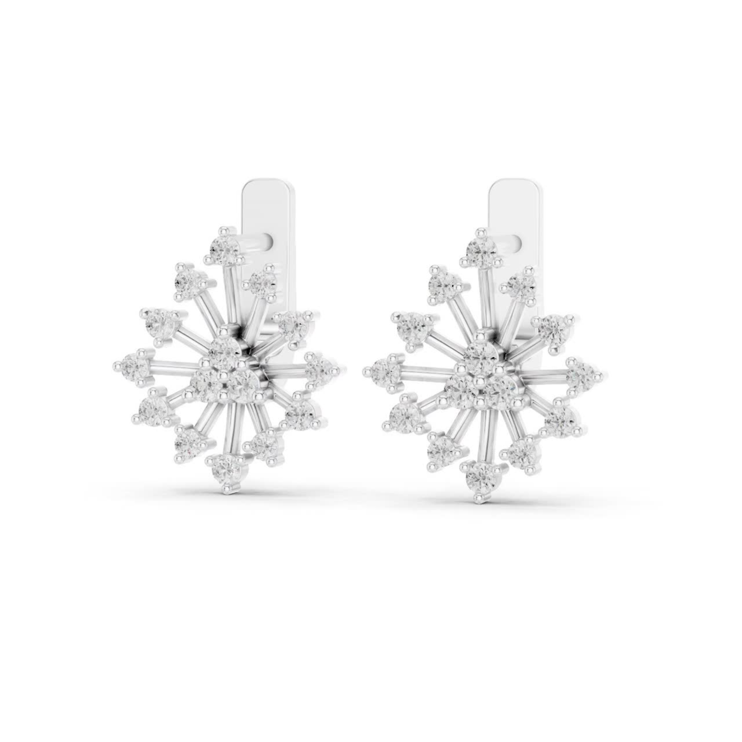 Starburst Diamond Stud Earrings with Round Brilliant Details | Celestial Glow