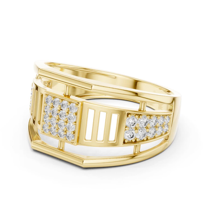 Round Diamond Square Cluster Diamond Band | Modern Luxury Style