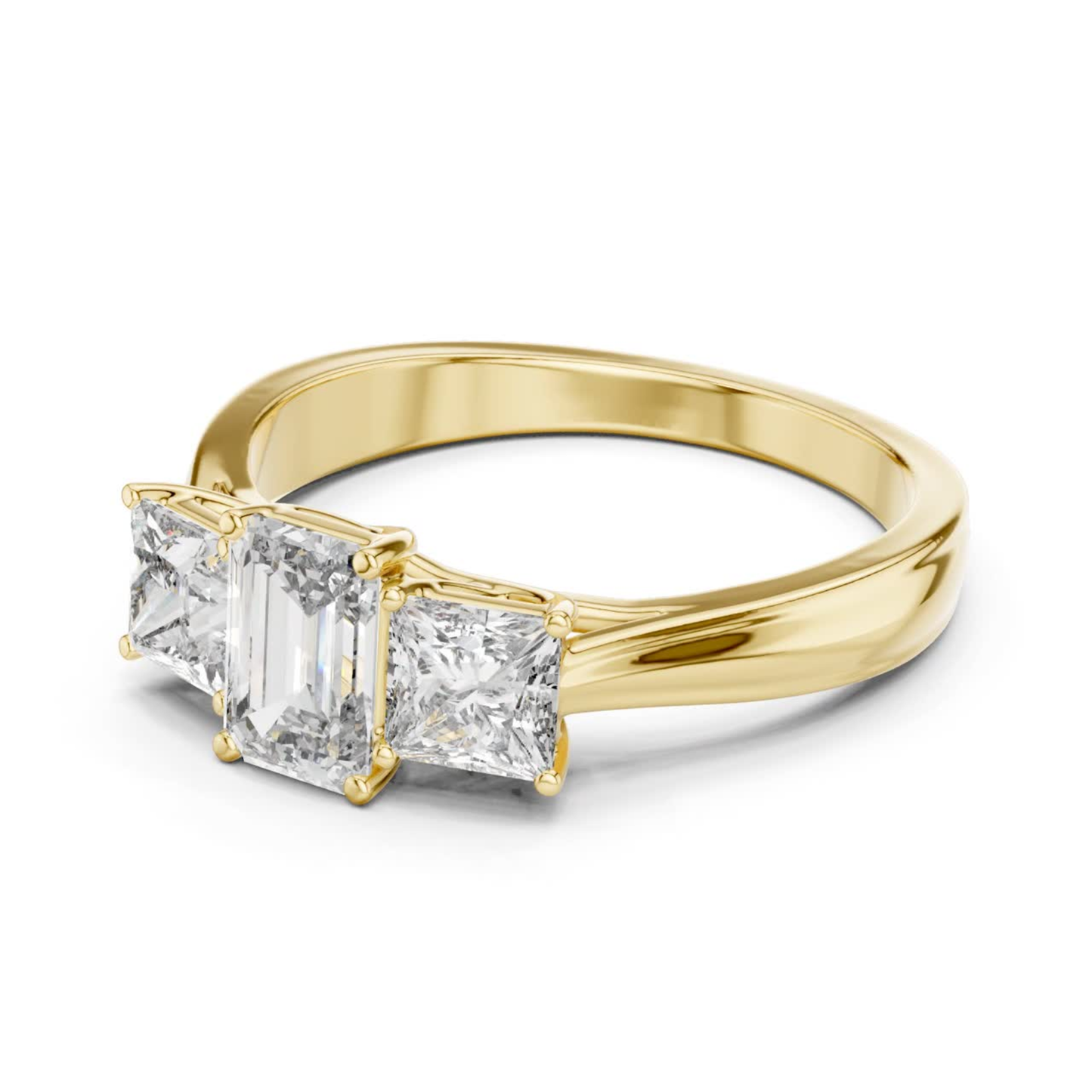 Emerald Center Three Diamond Band Ring | Royally Green & Brilliant