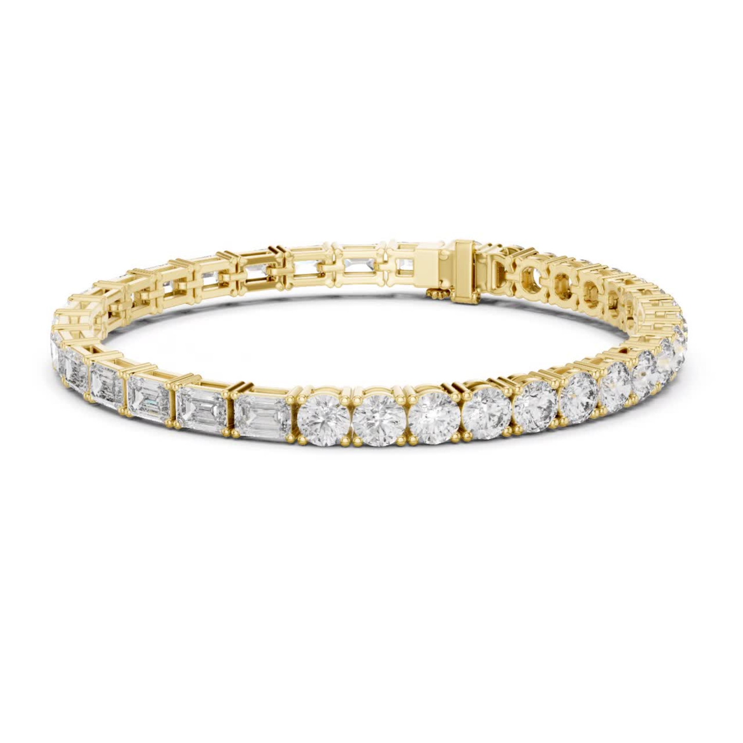 Round & Emerald Cut Diamond Tennis Bracelet | Luxury Elegance Style