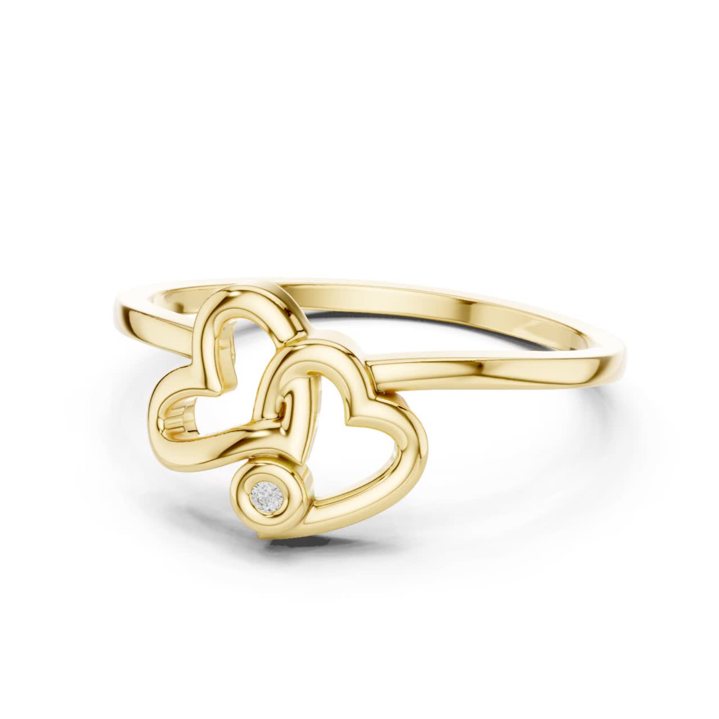 Double Heart Diamond Open Ring | Elegant Love Jewelry Style