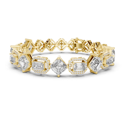 Round, Emerald & Radiant Diamond Bracelet | Luxury Tennis Style