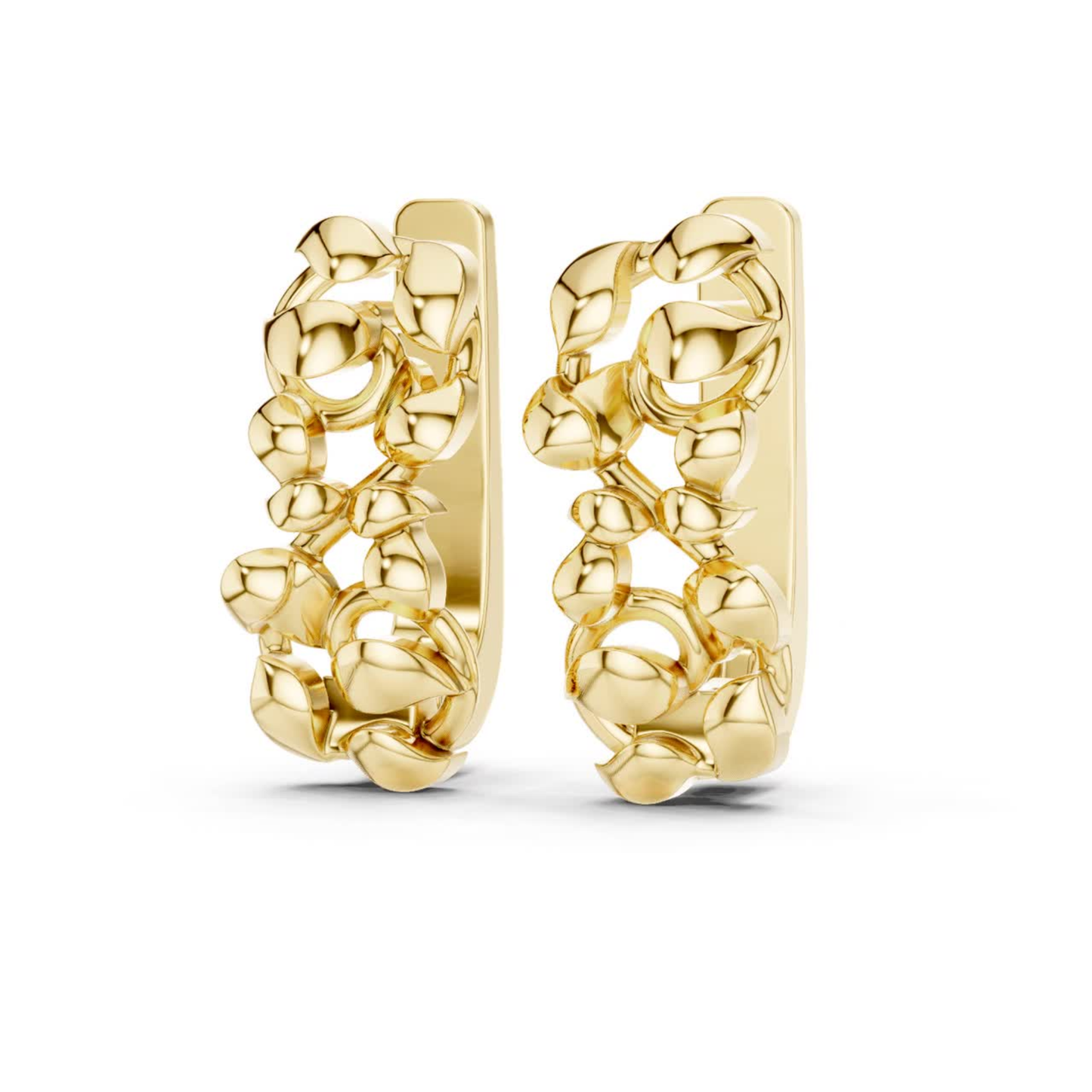 Abstract Leaf Gold Hoop Earrings | Contemporary Sculpted Elegance