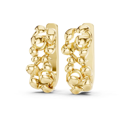 Abstract Leaf Gold Hoop Earrings | Contemporary Sculpted Elegance