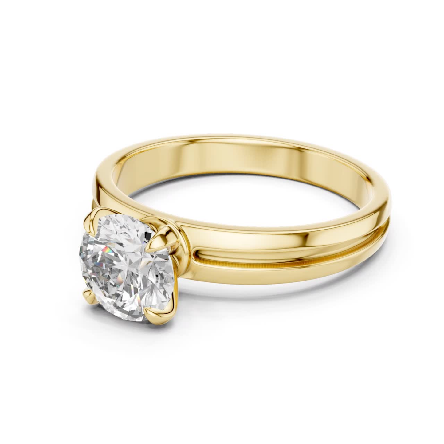 Round Diamond Plain Band Ring | 18K Gold Fine Jewelry