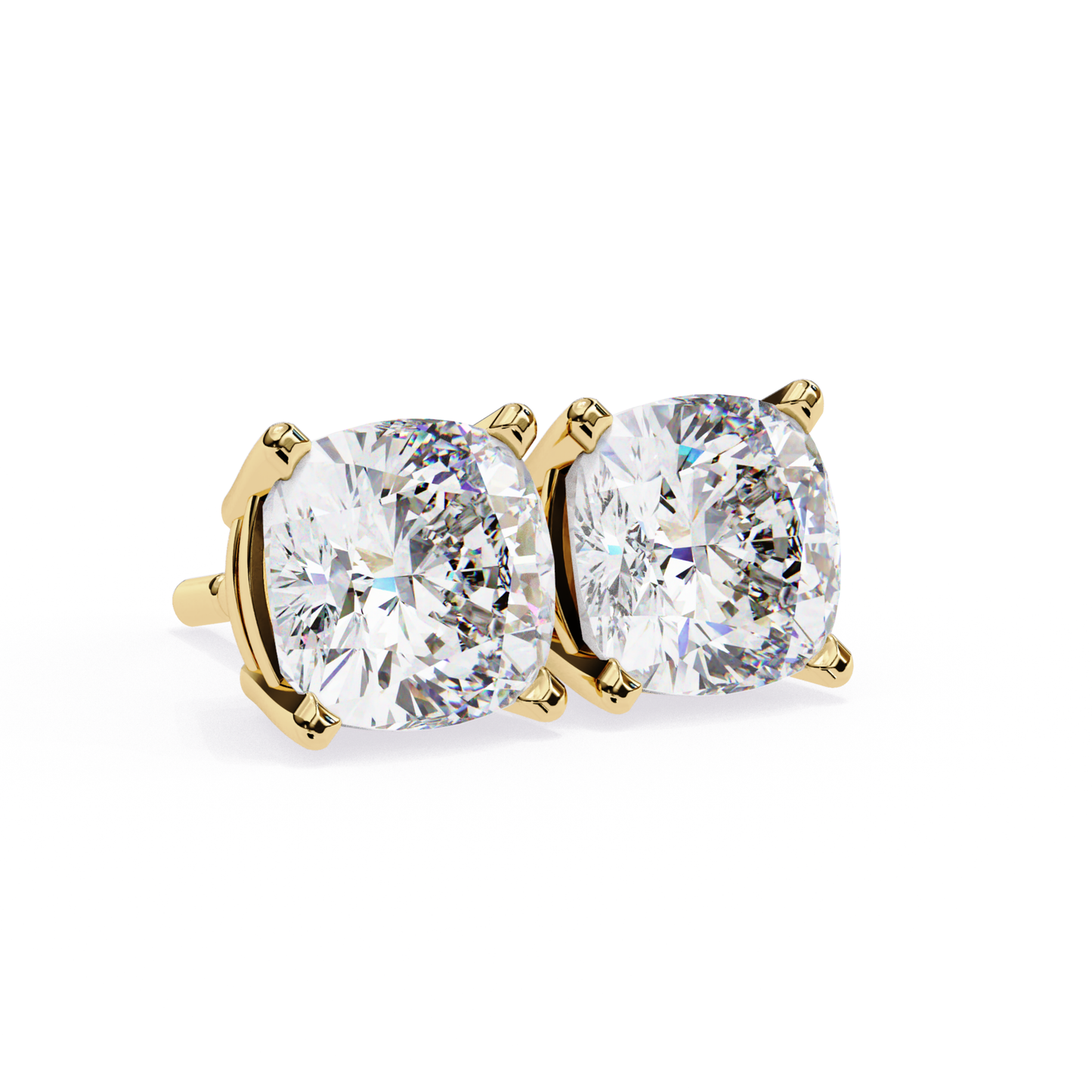 Pure Glow Laborgezüchtete Diamantkissen-Ohrstecker | Feines 18K Gold