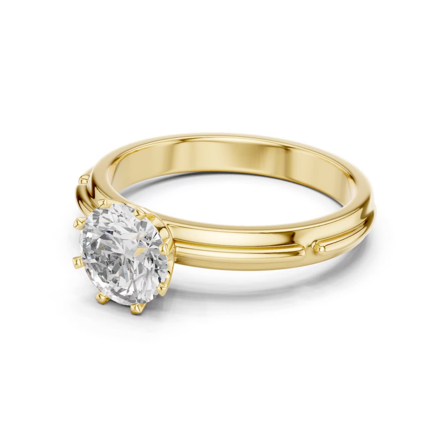 Round Diamond Designer Band Ring | 18K Gold Fine Jewelry