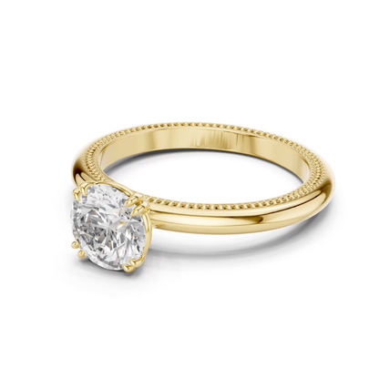 Round Diamond Milgrain Band Ring | 18K Gold Fine Jewelry