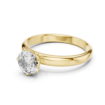 Round Diamond Plain Solitaire Ring | 18K Gold Jewelry