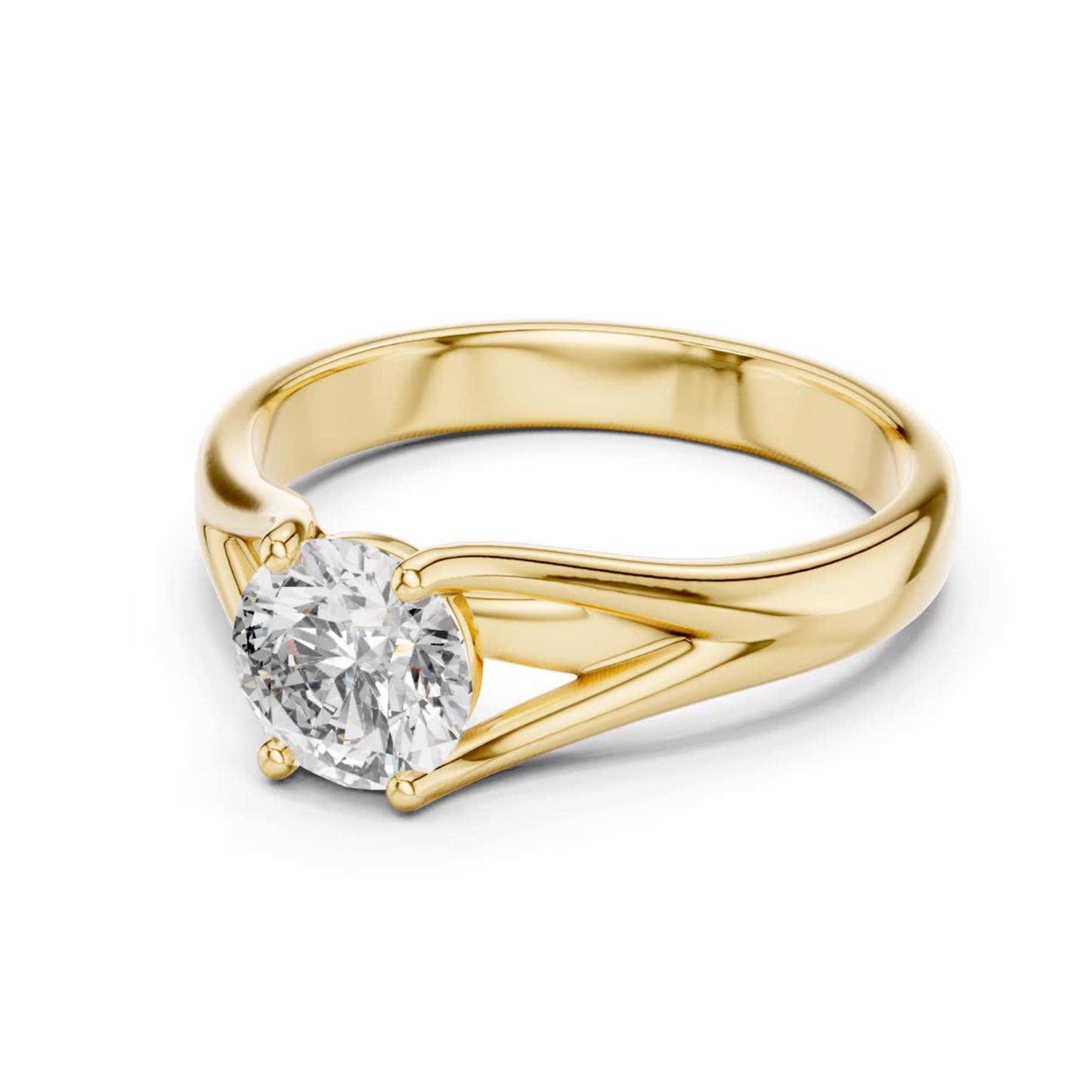 Round Diamond V Shape Band Ring | 18K Gold Fine Jewelry