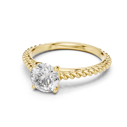 Round Diamond Rope Band Ring | 18K Gold Fine Jewelry