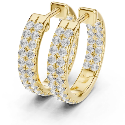 Diamond Pave Huggie Hoop Earrings with Double Row Elegance | Luxury Jewelry