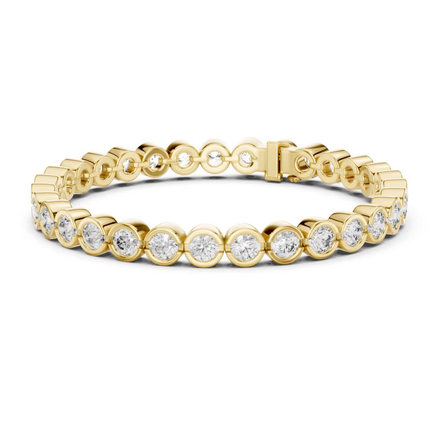 Round Bezel Set Diamond Tennis Bracelet | Modern Luxury Style