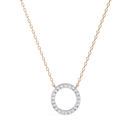 Round Halo Circle Lab Grown Diamond Pendant With Chain | 18K
