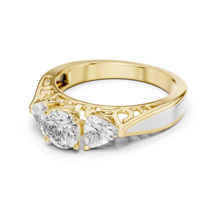 Runder Diamant-Ring mit drei Steinen | Drei Steine, eine Liebe