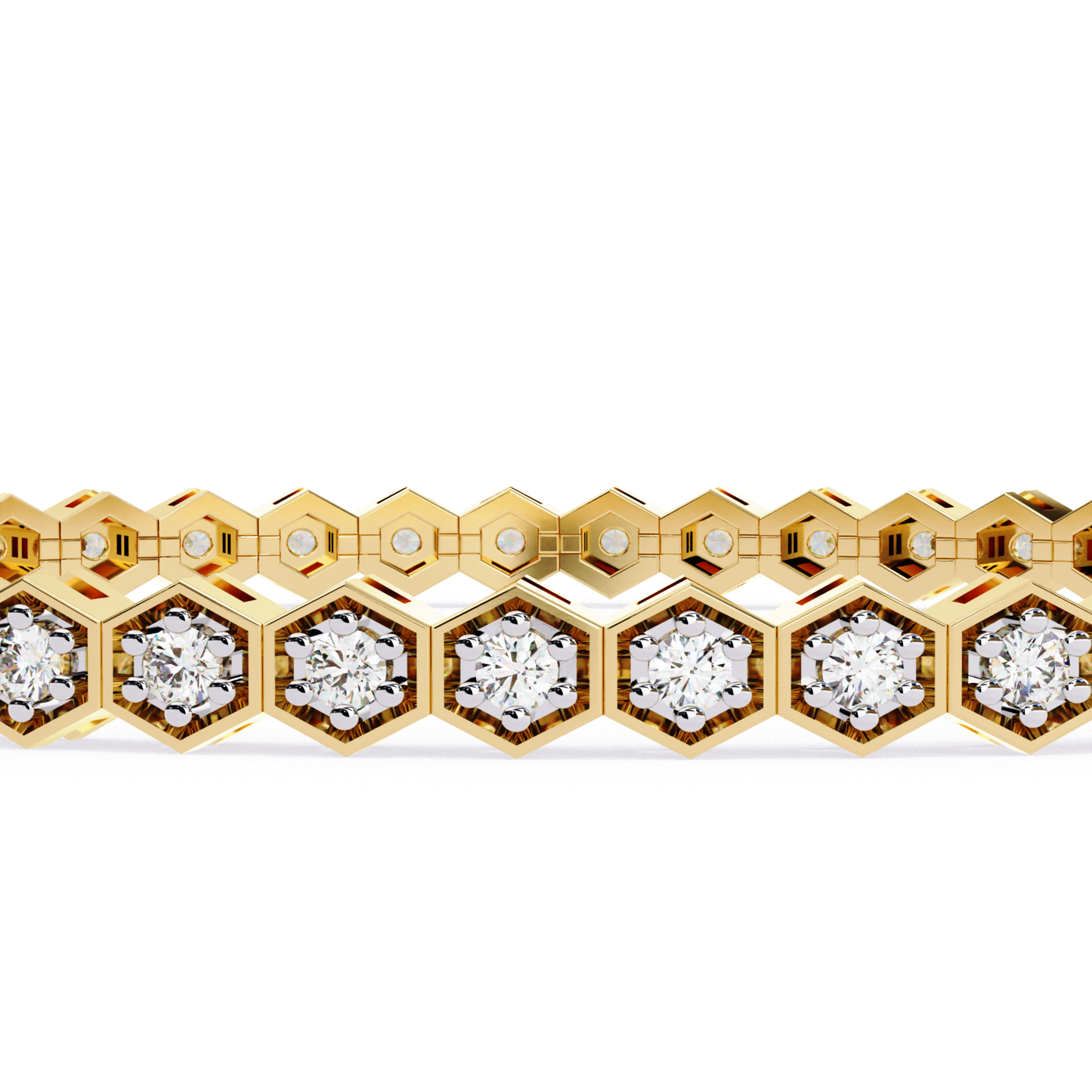 Hexa Gold Diamond Tennis Bracelet | Six Sides of Pure Luxury