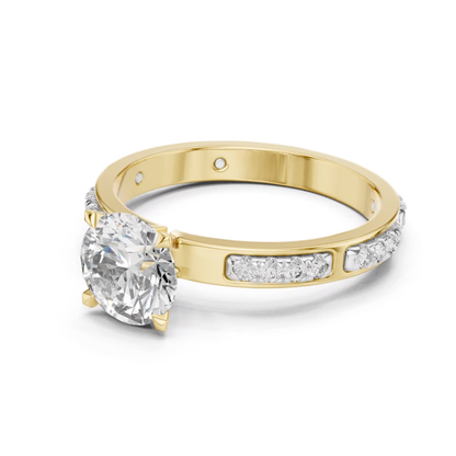 Round Diamond Bezel Side Band Ring | Sleekly Wrapped in Brilliance