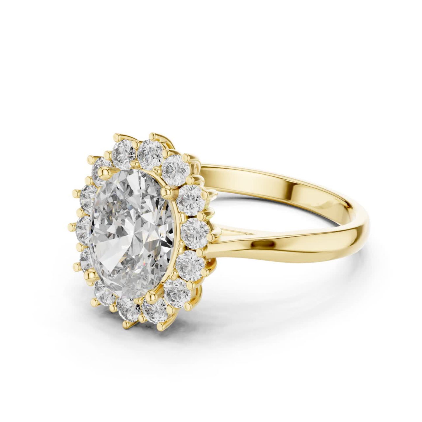 Oval Cut Halo Diamond Rings | Luxury Yellow Gold Statement Style