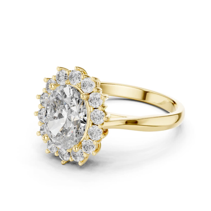 Oval Cut Halo Diamond Rings | Luxury Yellow Gold Statement Style