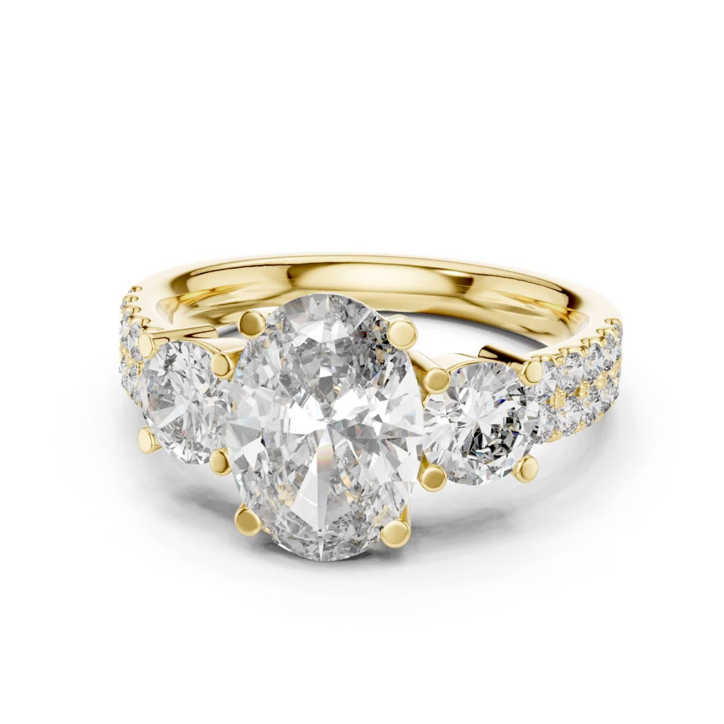 Oval Cut Three Stone Diamond Ring | Luxury Gold Engagement Style