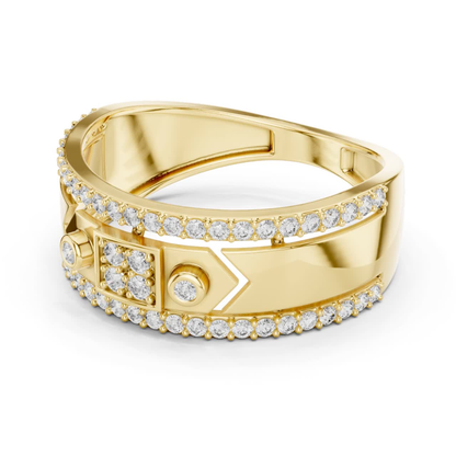 Luxury Diamond Square Center Band Rings | Modern Statement Style