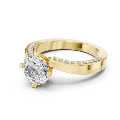 Round Cut Diamond Bypass Engagement Ring | Modern Luxury Style