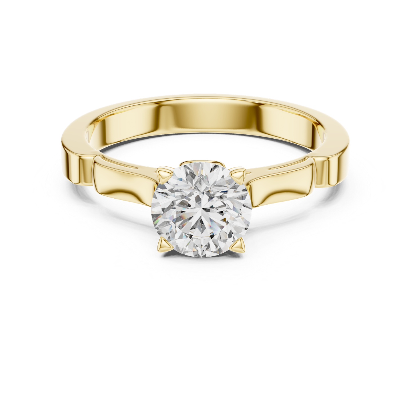 Round Diamond Structured Band Ring | 18K Gold Jewelry