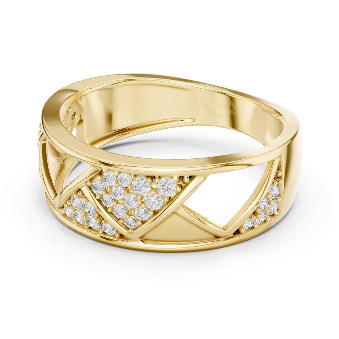 Round Diamond Open Triangle Ring | Modern Luxury Style